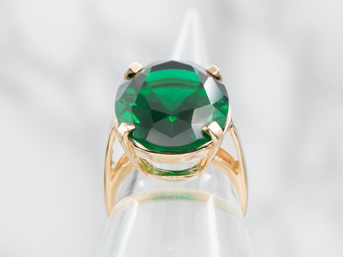 Green Obsidian Solitaire Cocktail Ring