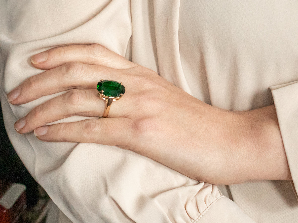 Green Obsidian Solitaire Cocktail Ring