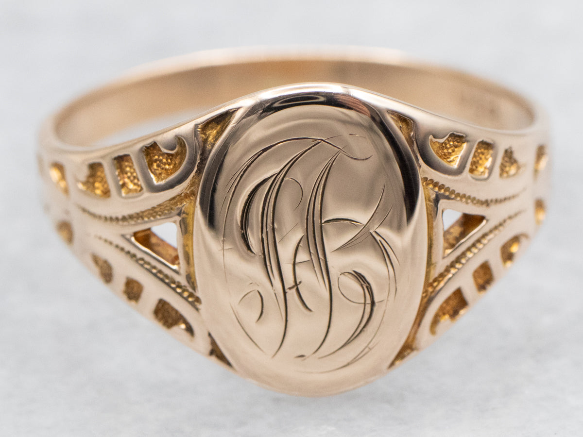 &quot;JB&quot; Engraved Signet Ring