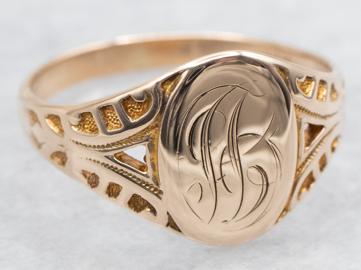 "JB" Engraved Signet Ring