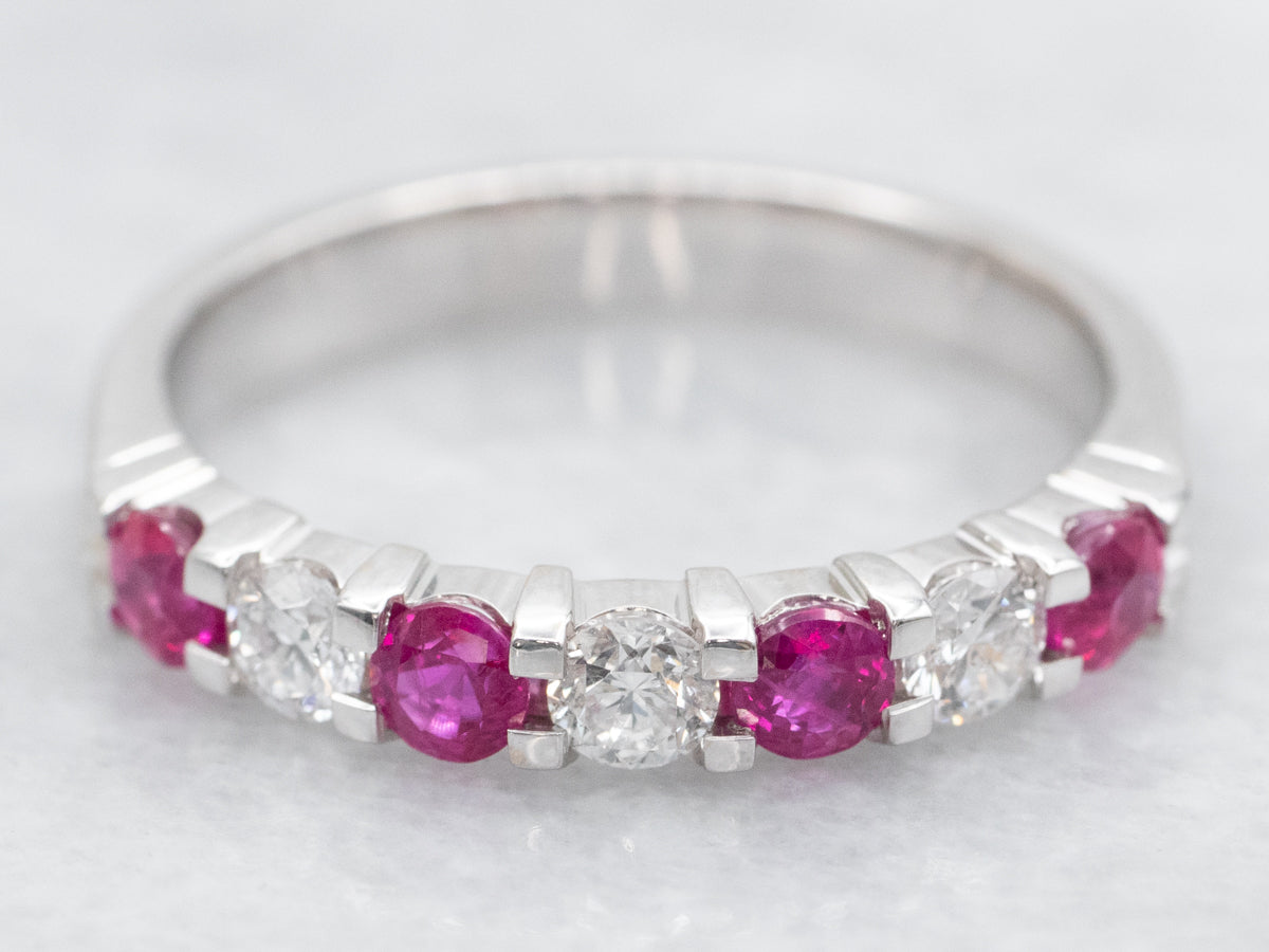 White Gold Diamond and Ruby Wedding Band