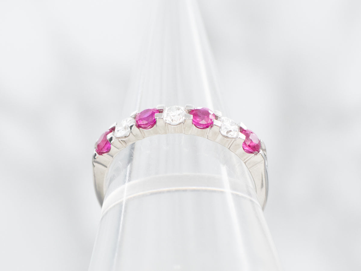 White Gold Diamond and Ruby Wedding Band