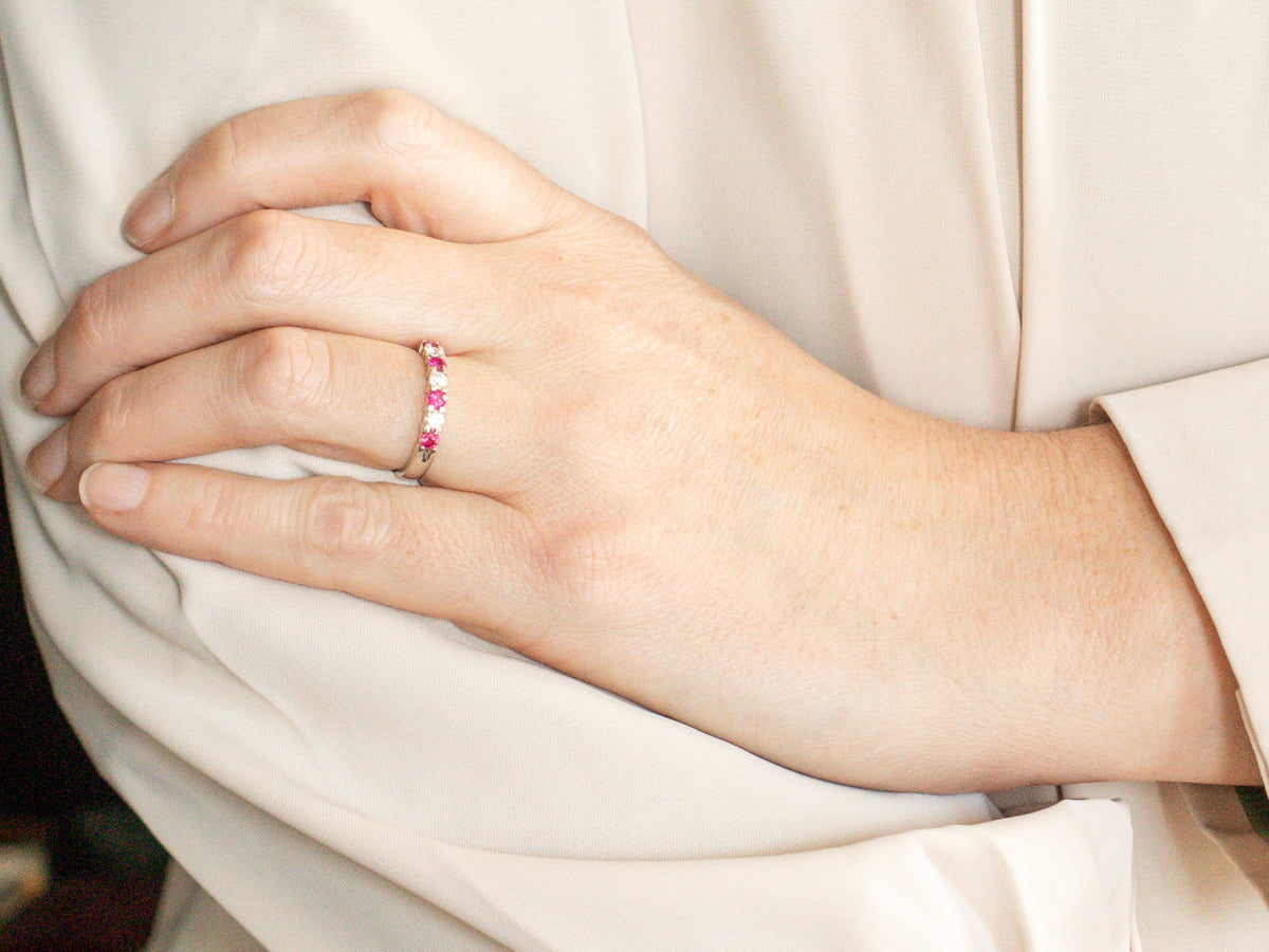 White Gold Diamond and Ruby Wedding Band