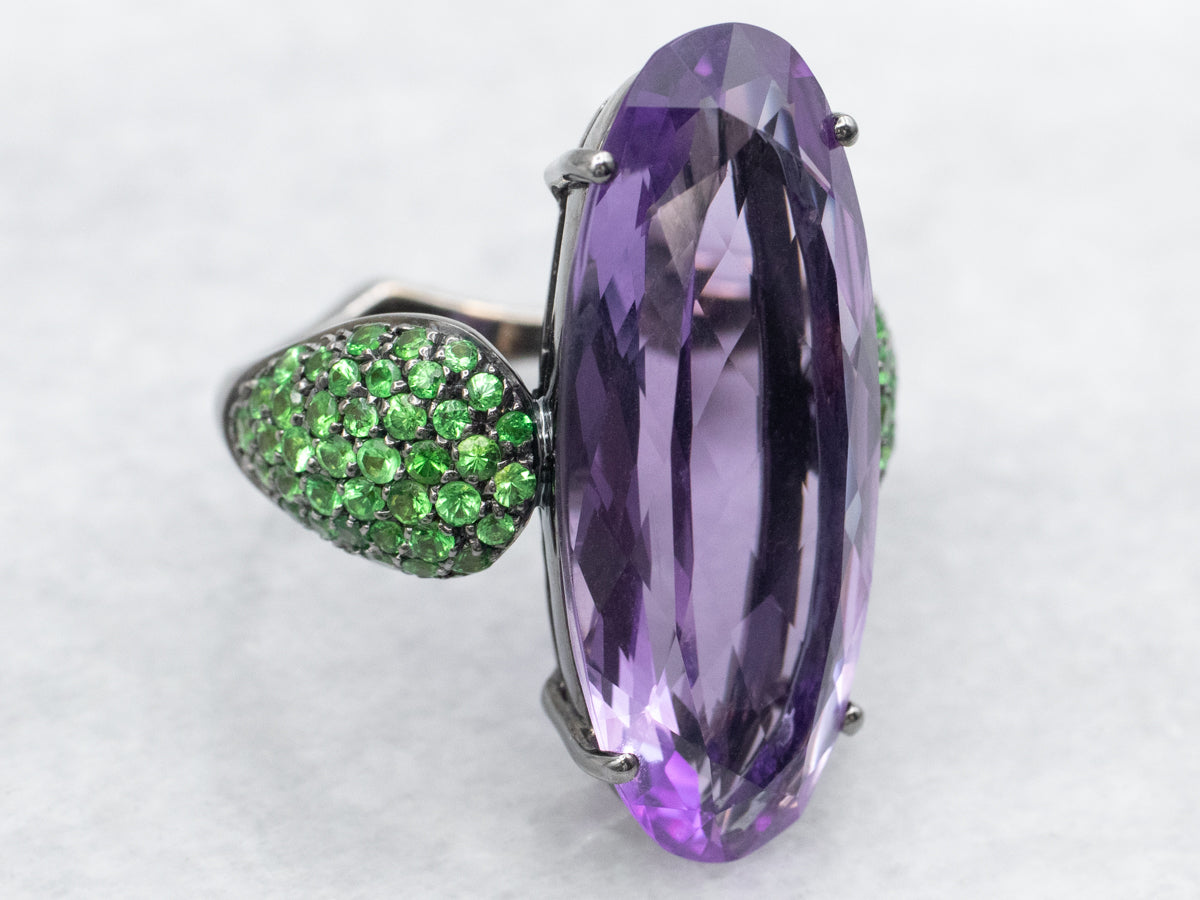 Italian Amethyst and Tsavorite Garnet A & Furst Ring