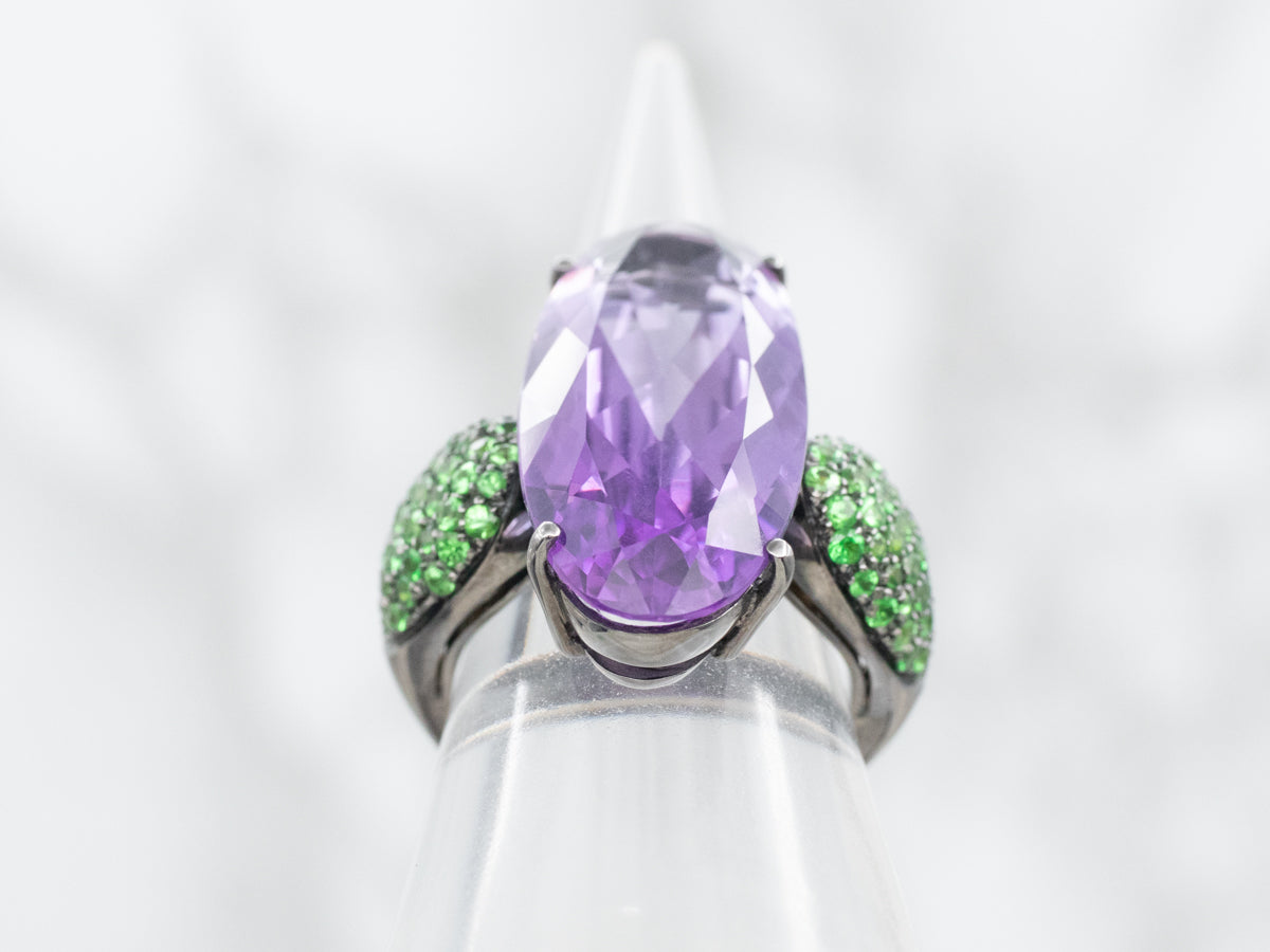 Italian Amethyst and Tsavorite Garnet A & Furst Ring