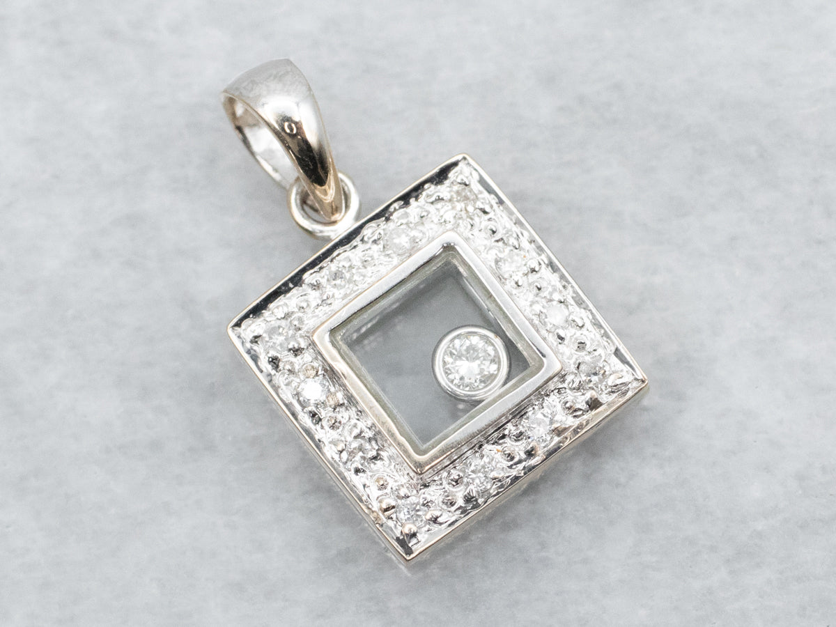 Square Diamond Pendant with Floating Diamond