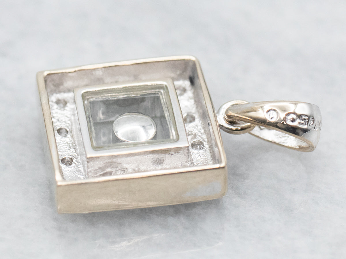 Square Diamond Pendant with Floating Diamond