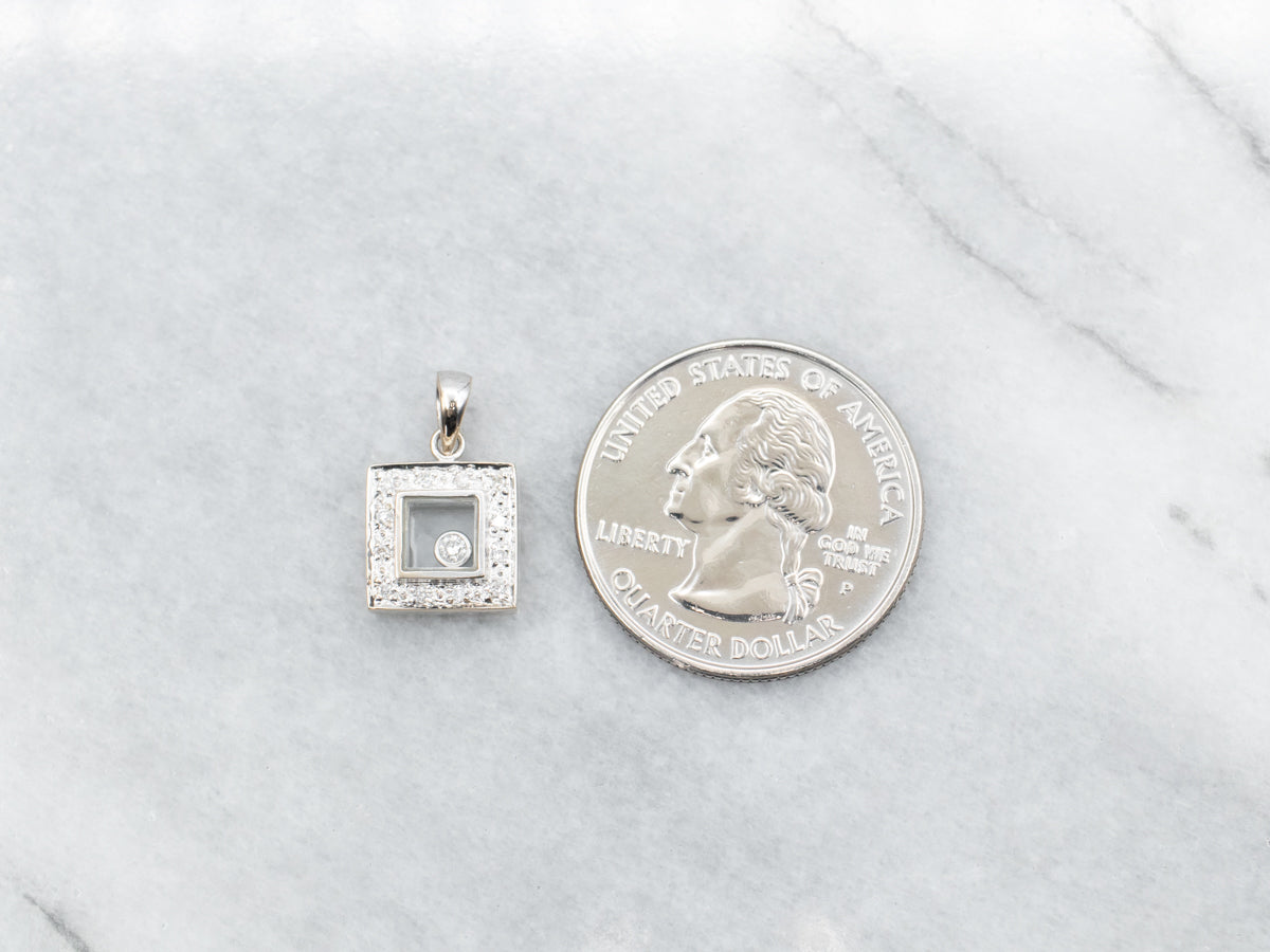 Square Diamond Pendant with Floating Diamond