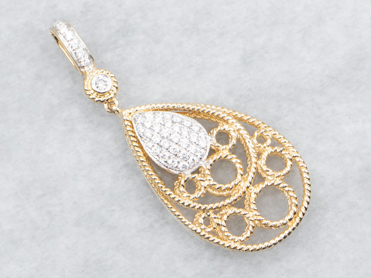 Two Tone Diamond Openwork Pendant