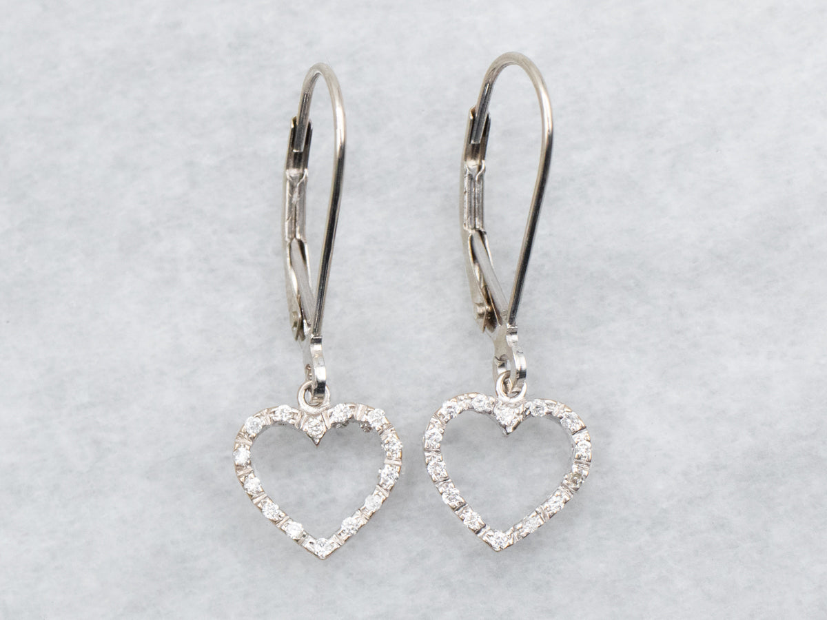 Heart Shaped Diamond Drop Earrings