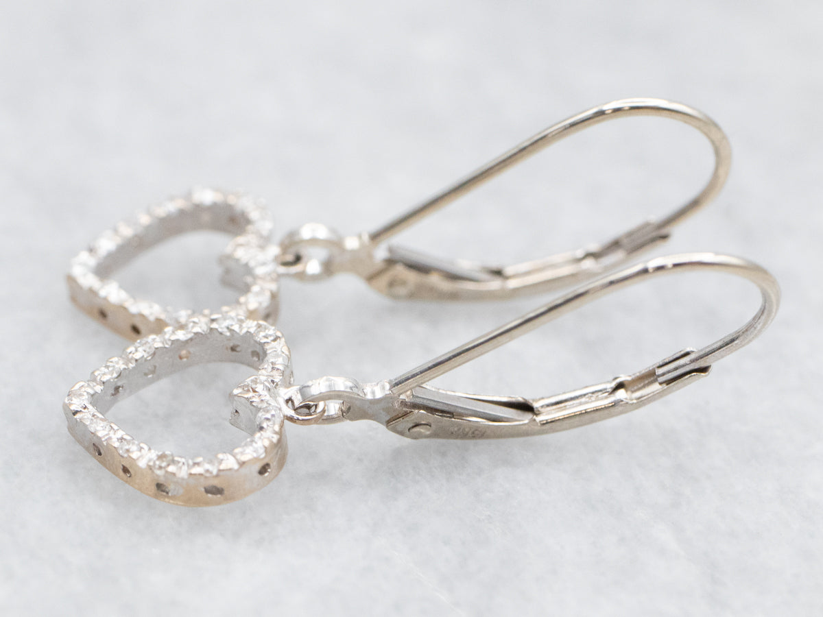 Heart Shaped Diamond Drop Earrings