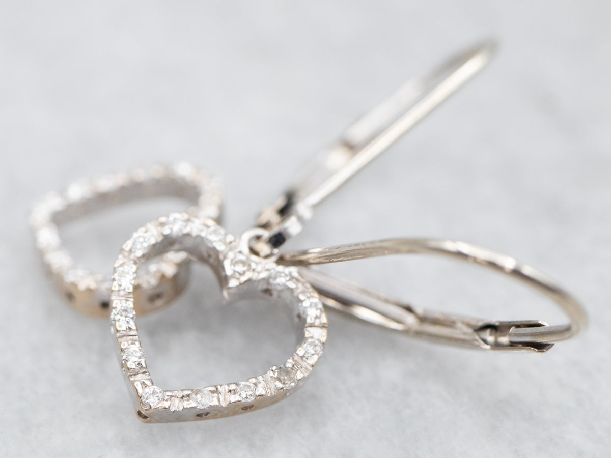 Heart Shaped Diamond Drop Earrings