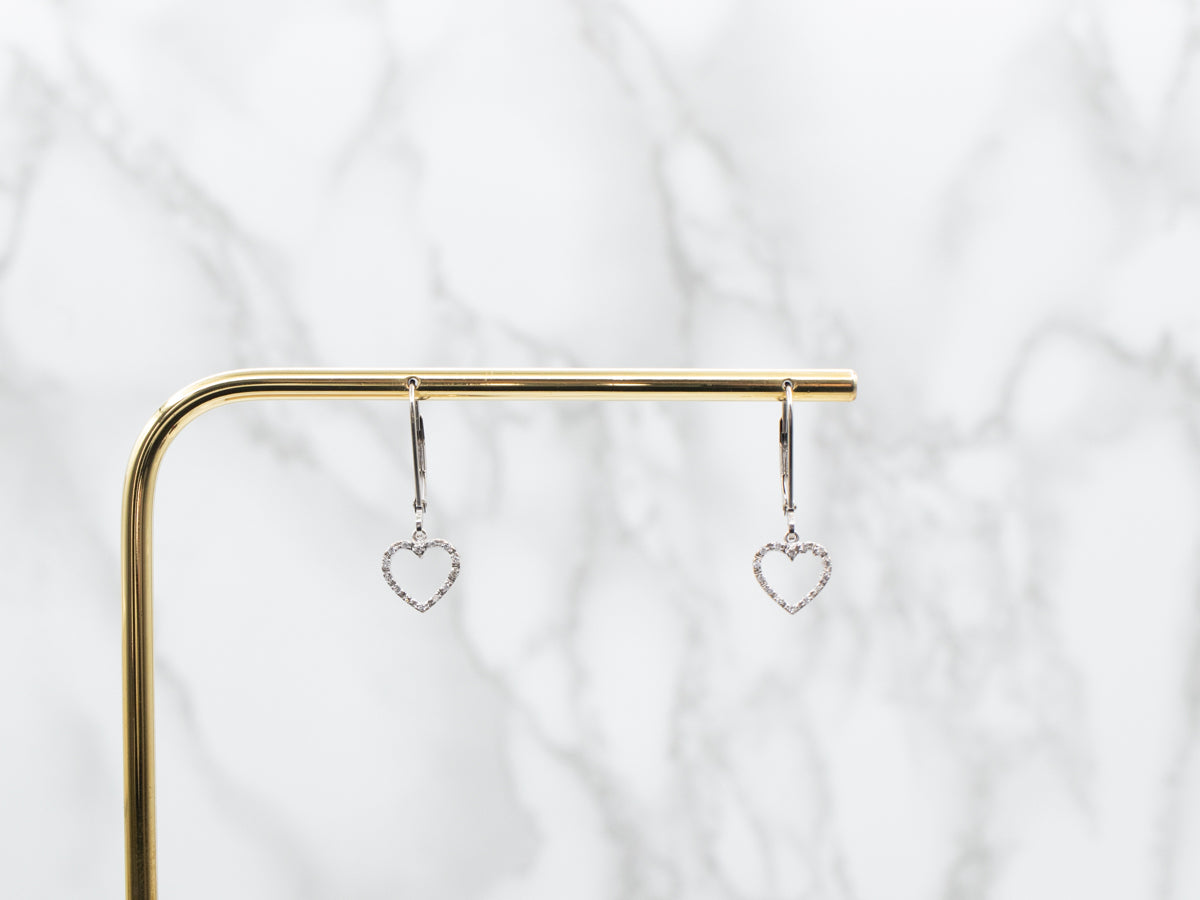 Heart Shaped Diamond Drop Earrings