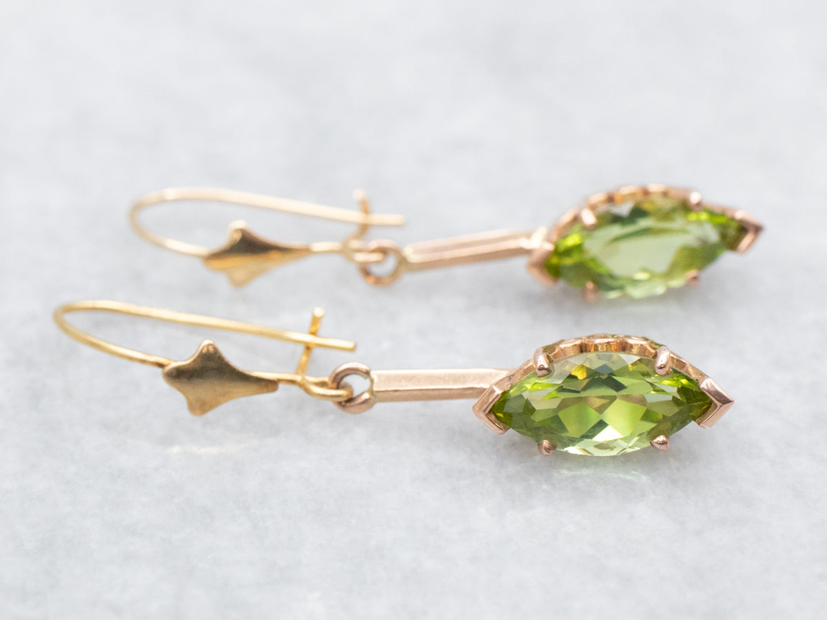 Marquise-Cut Peridot Drop Earrings