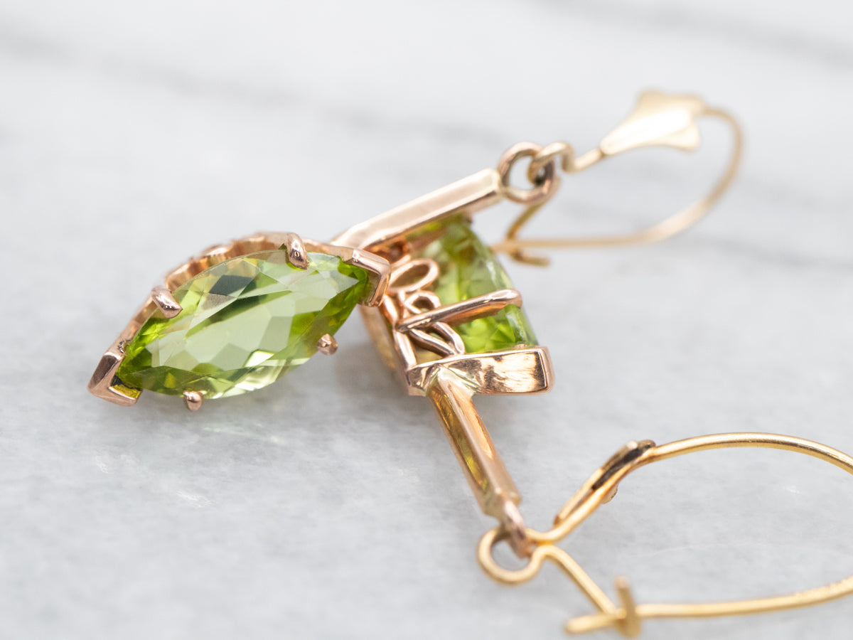 Marquise-Cut Peridot Drop Earrings