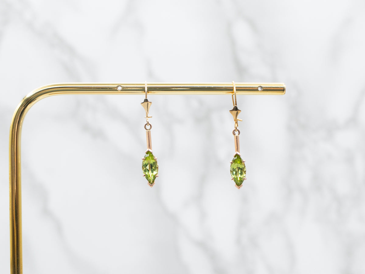 Marquise-Cut Peridot Drop Earrings