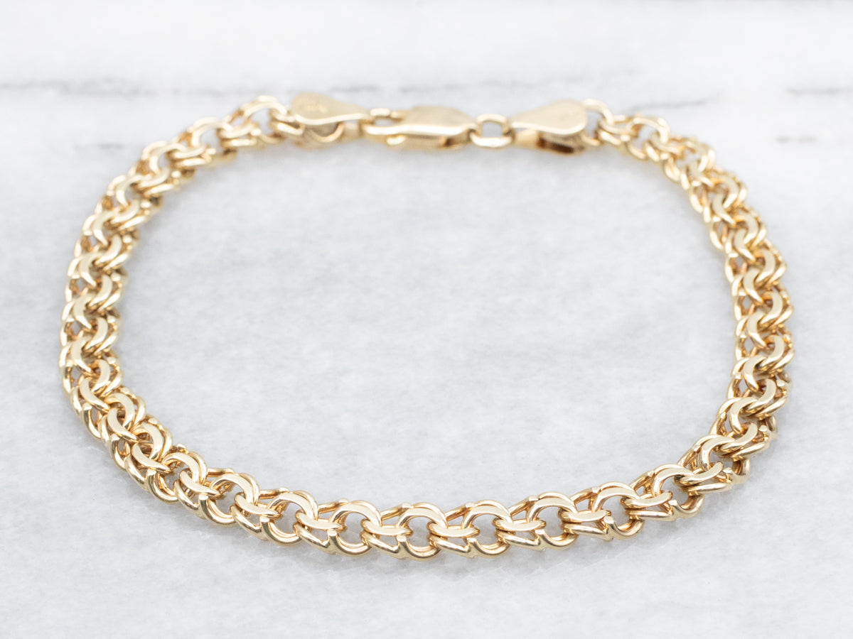 Double Gold Curb Link Chain Bracelet