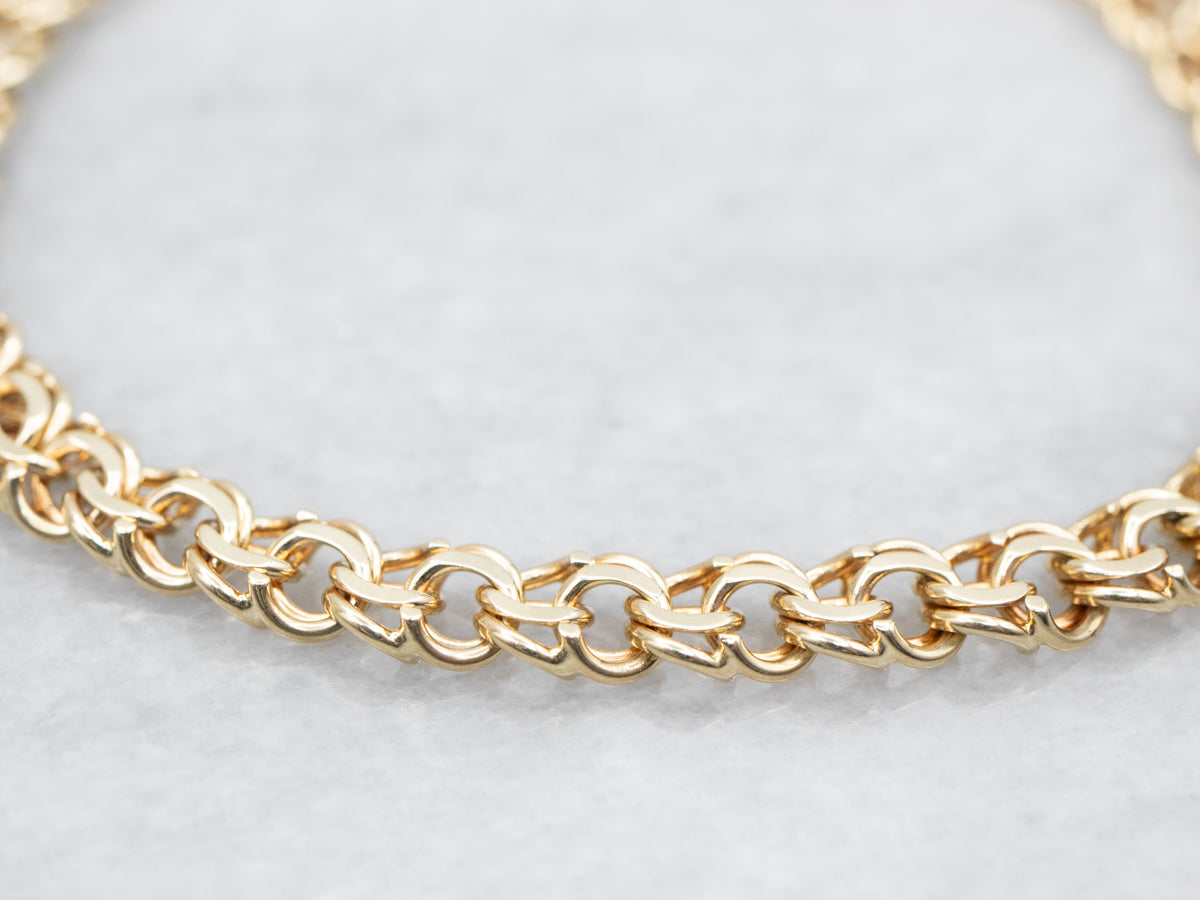 Double Gold Curb Link Chain Bracelet