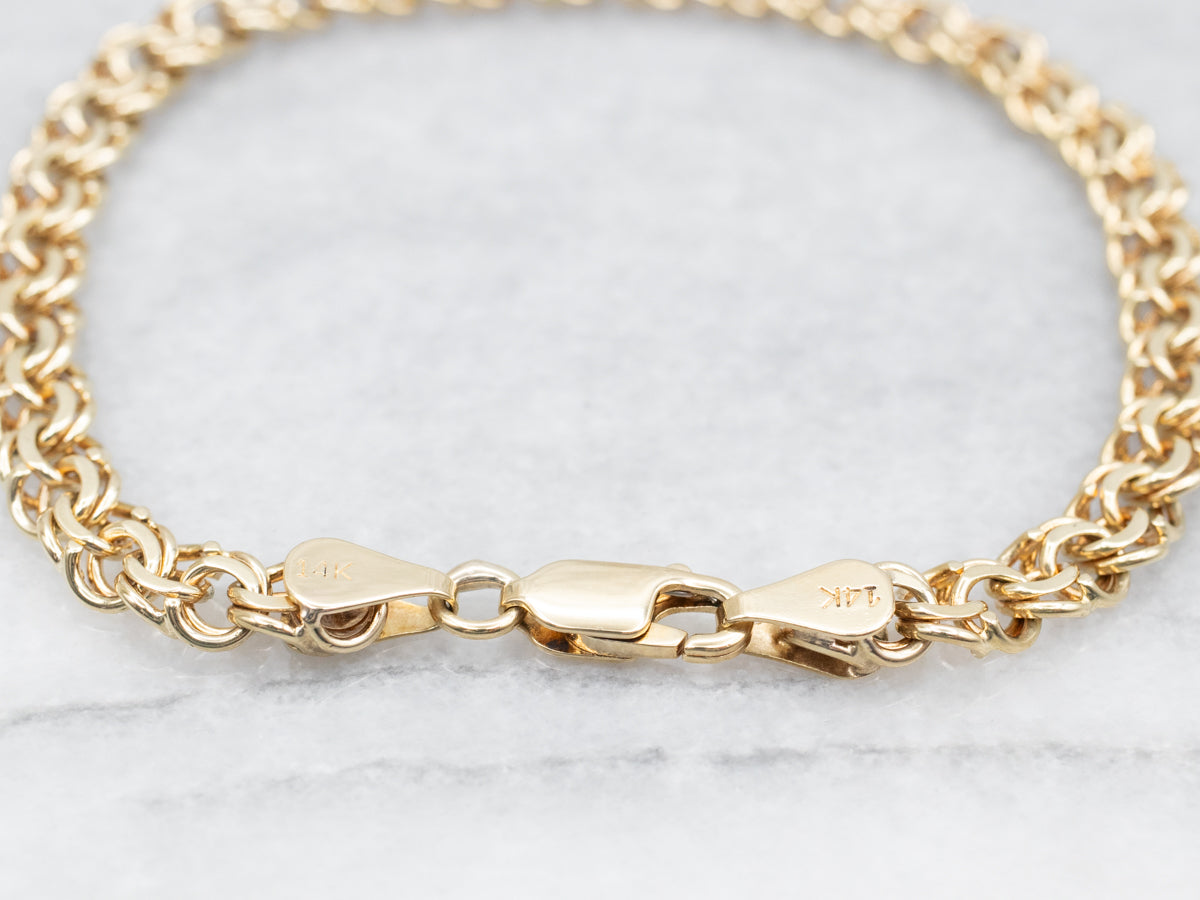 Double Gold Curb Link Chain Bracelet