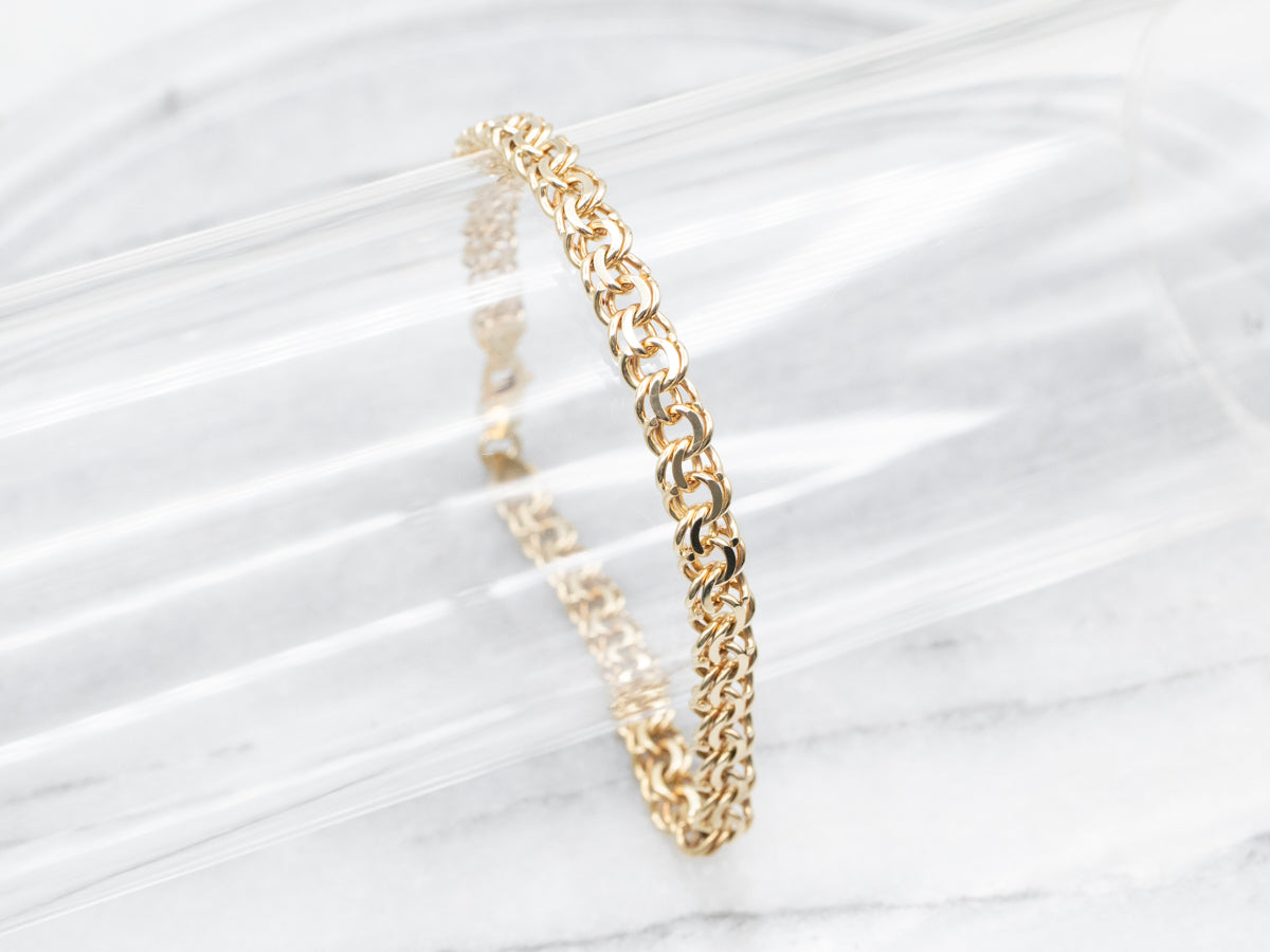 Double Gold Curb Link Chain Bracelet