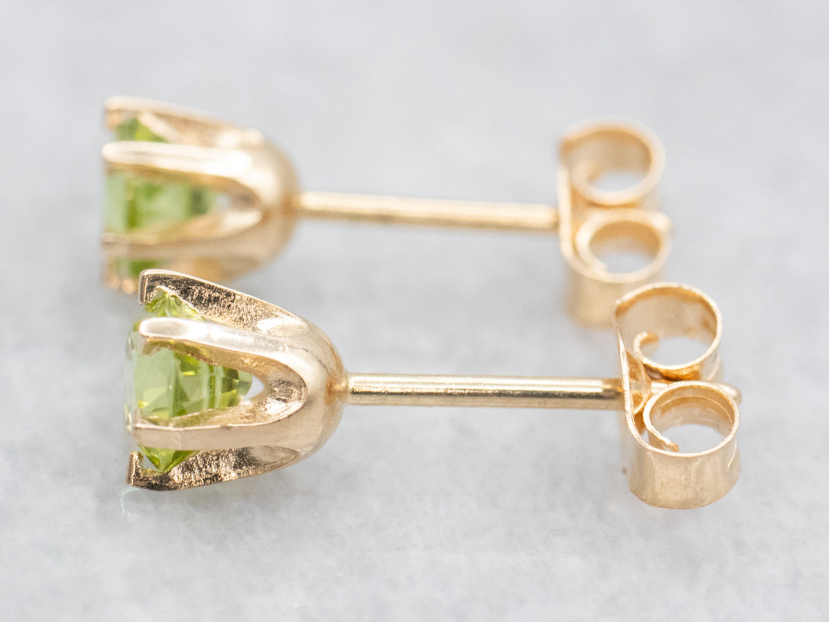 Yellow Gold Peridot Stud Earrings