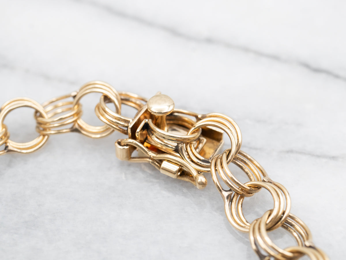 Yellow Gold Double Link Charm Bracelet