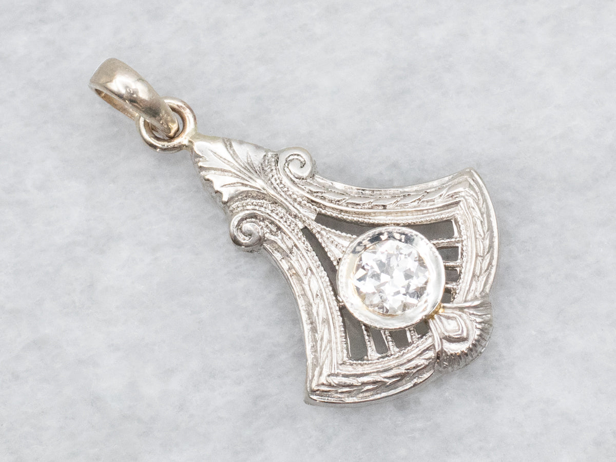 Art Deco European Cut Diamond Pendant