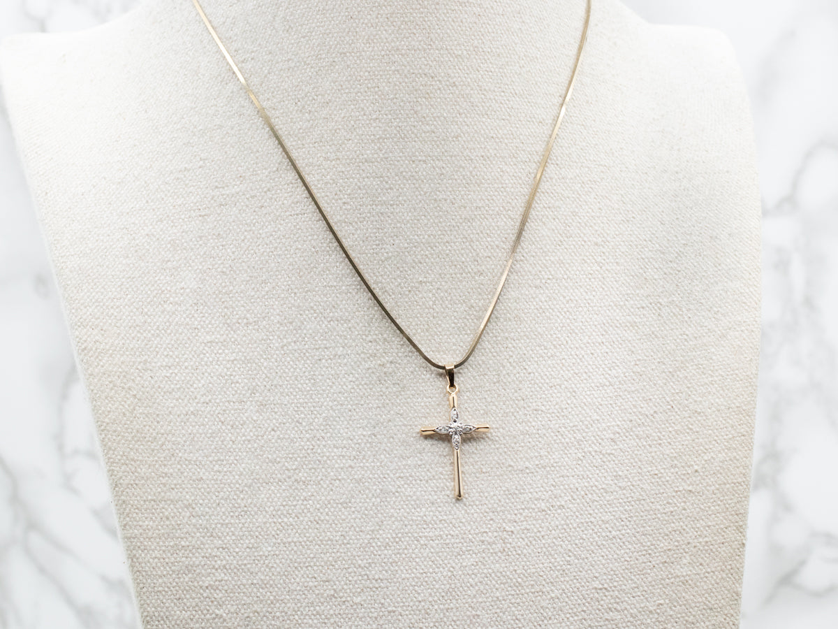 Real 18k shops Saudi White Gold Cross Pendant