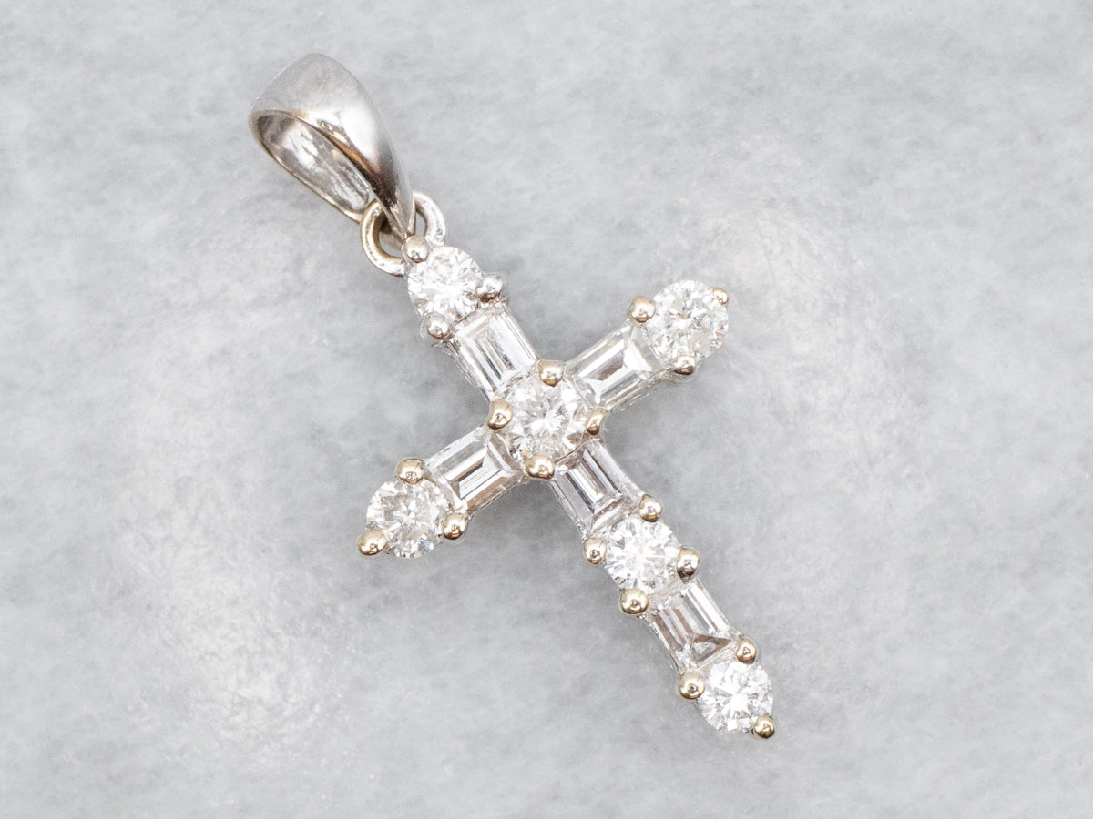 White Gold Diamond Cross Pendant