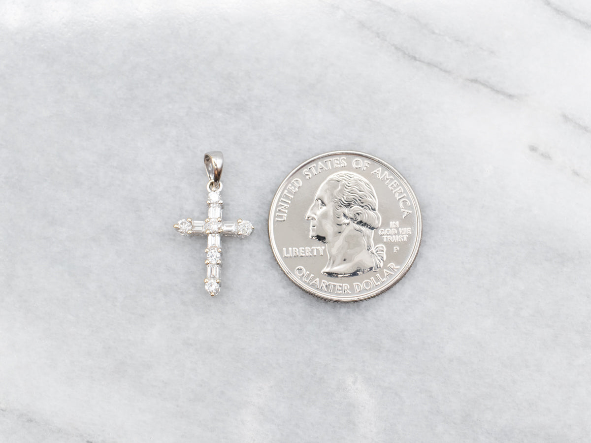 White Gold Diamond Cross Pendant