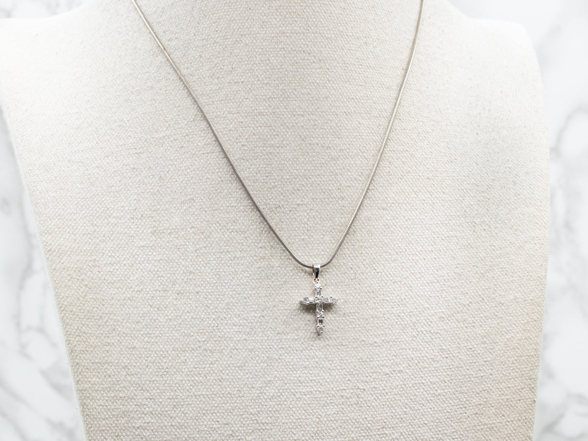 White Gold Diamond Cross Pendant