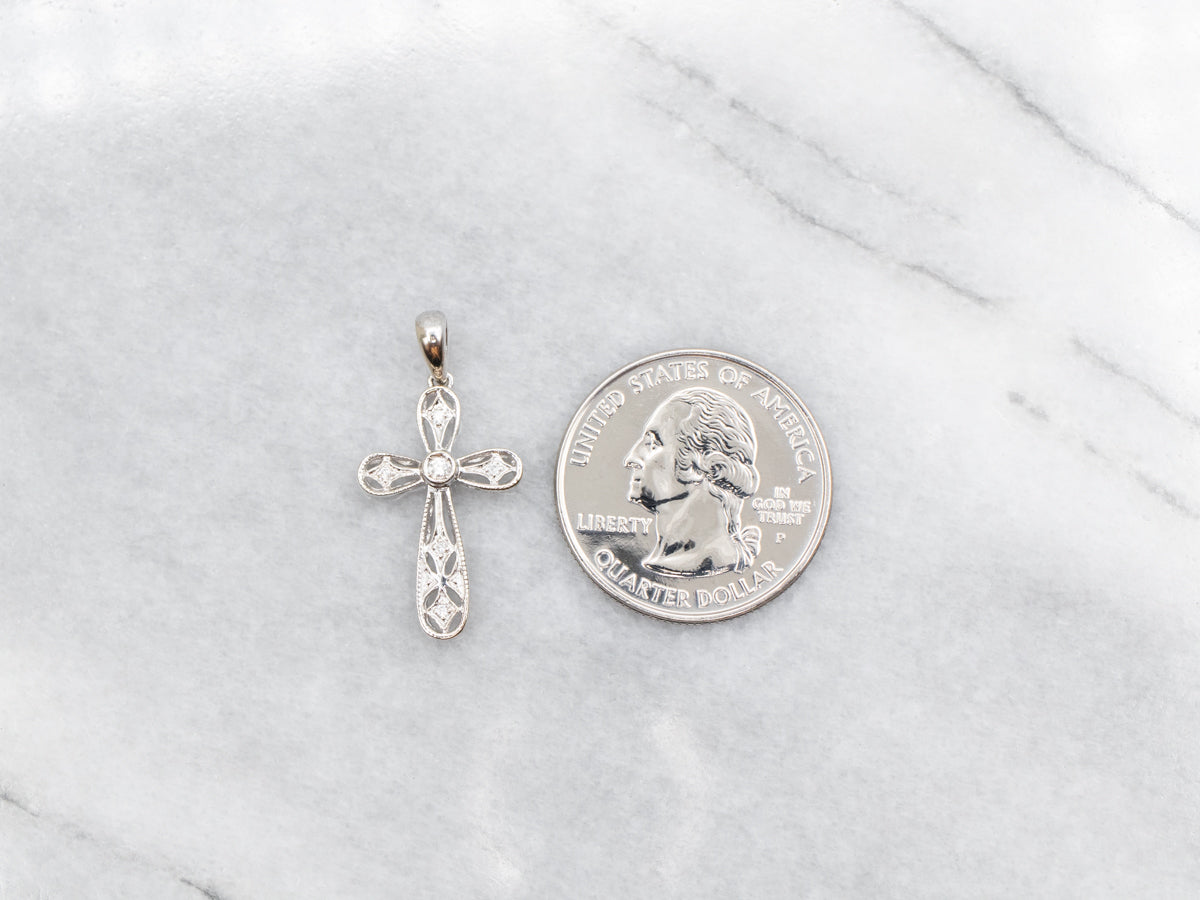 Diamond Rounded Cross Pendant