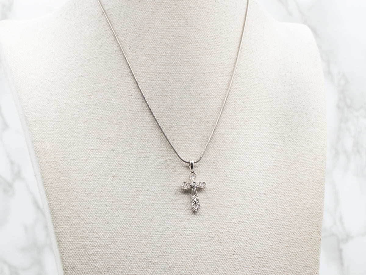 Diamond Rounded Cross Pendant