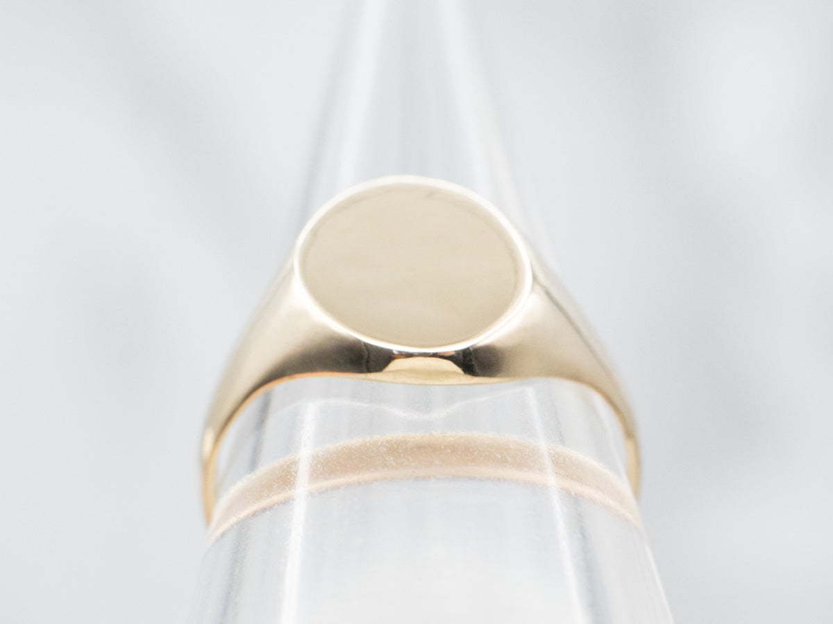 Gold Oval Top Signet Ring