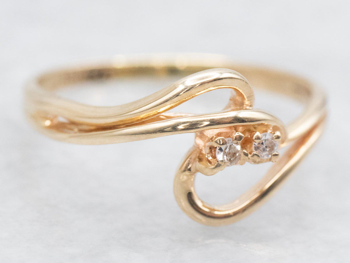 Looping Gold Dainty Diamond Bypass Ring