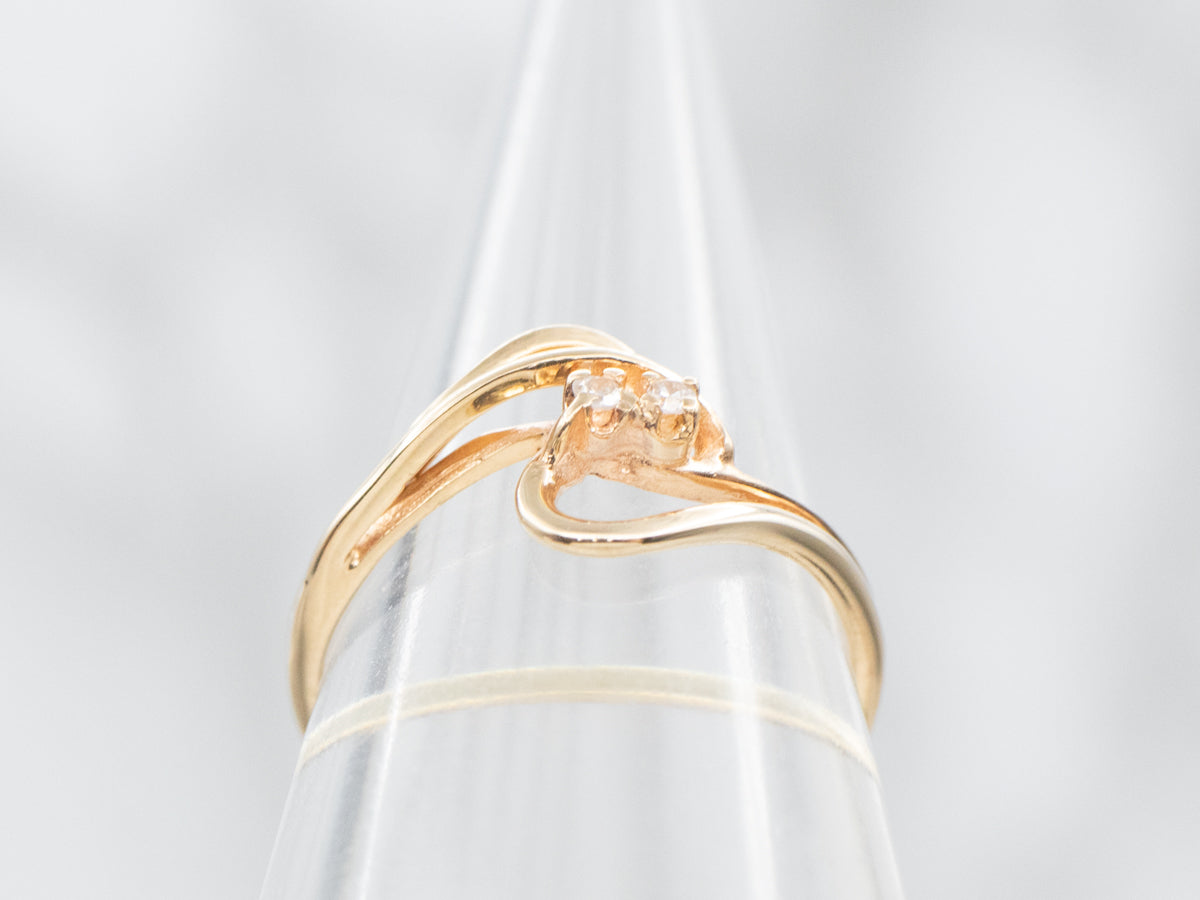 Looping Gold Dainty Diamond Bypass Ring