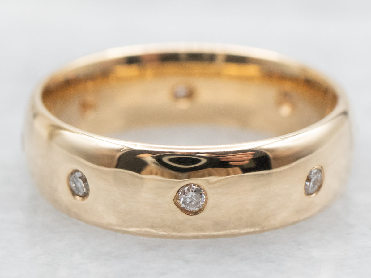 Flush Set Diamond and Gold Band