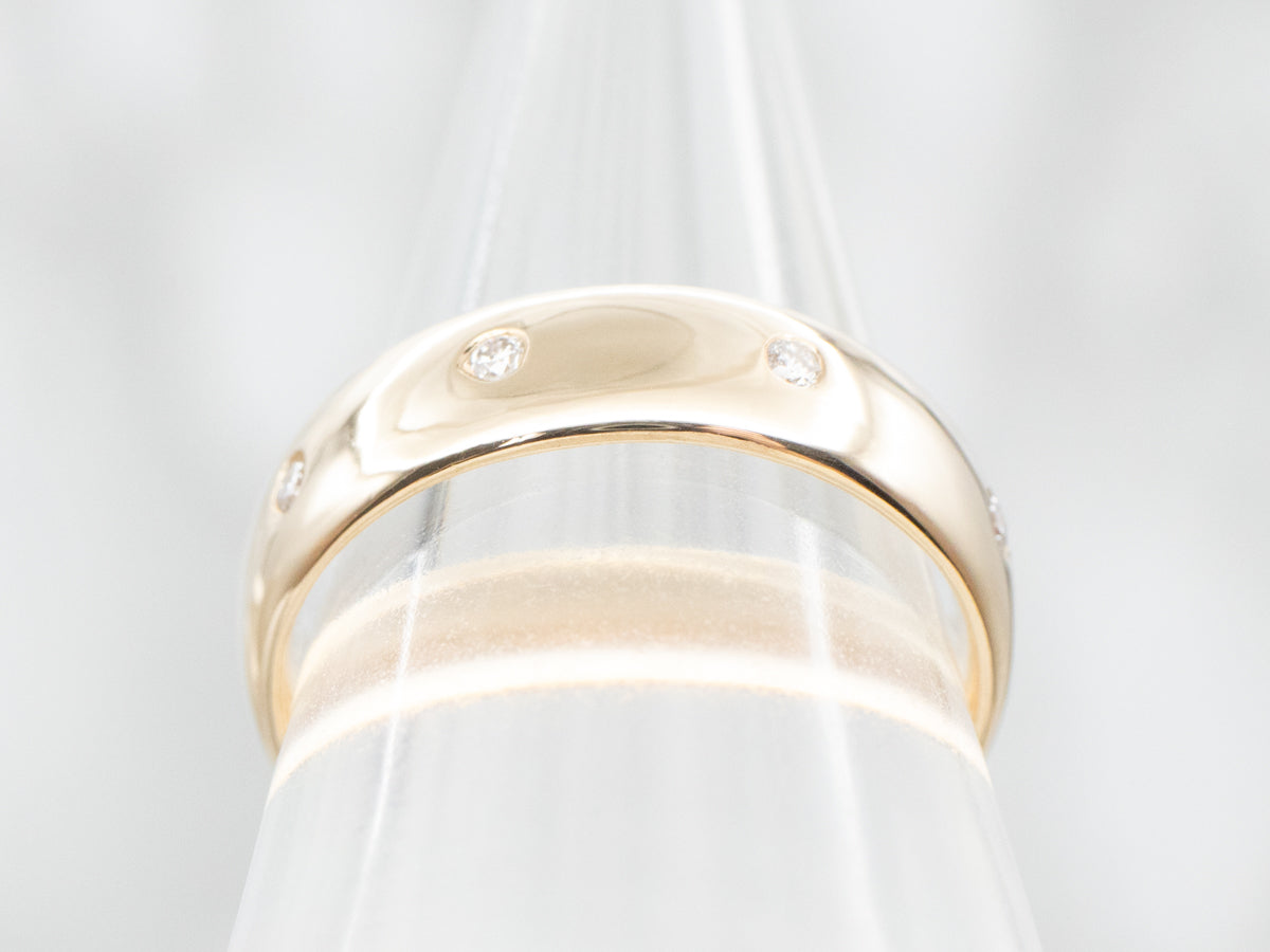 Flush Set Diamond and Gold Band