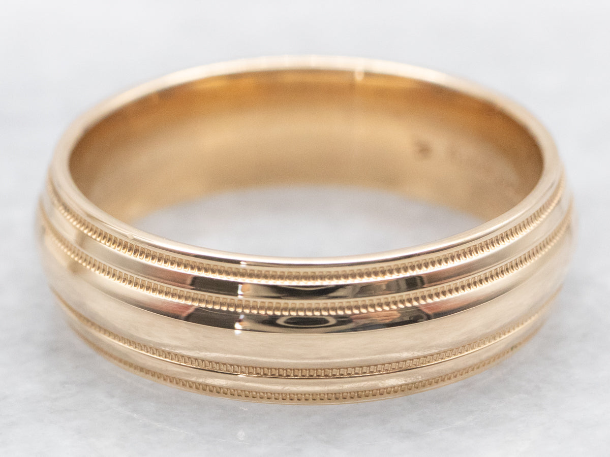 Art Carved Double Milgrain Lined Wedding Band