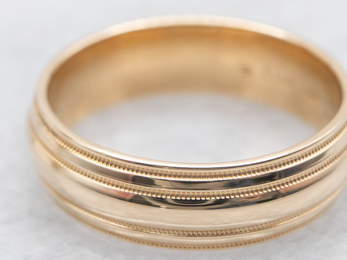 Art Carved Double Milgrain Lined Wedding Band