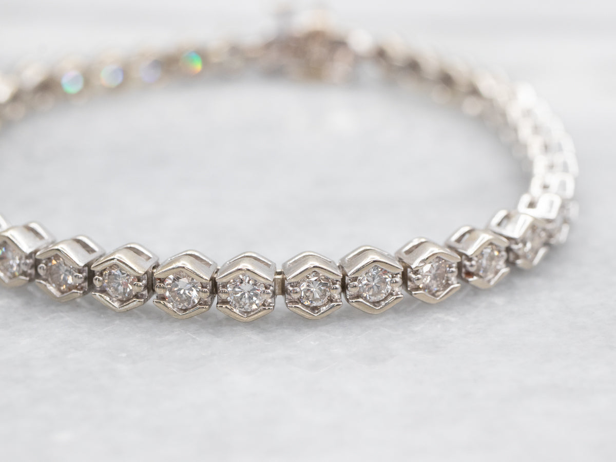 Modern Gold Diamond Tennis Bracelet