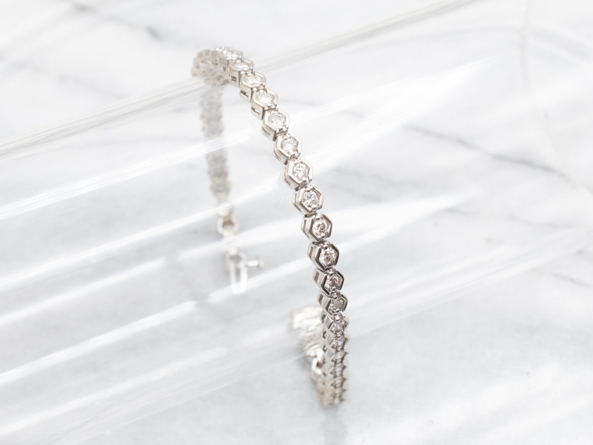 Modern Gold Diamond Tennis Bracelet