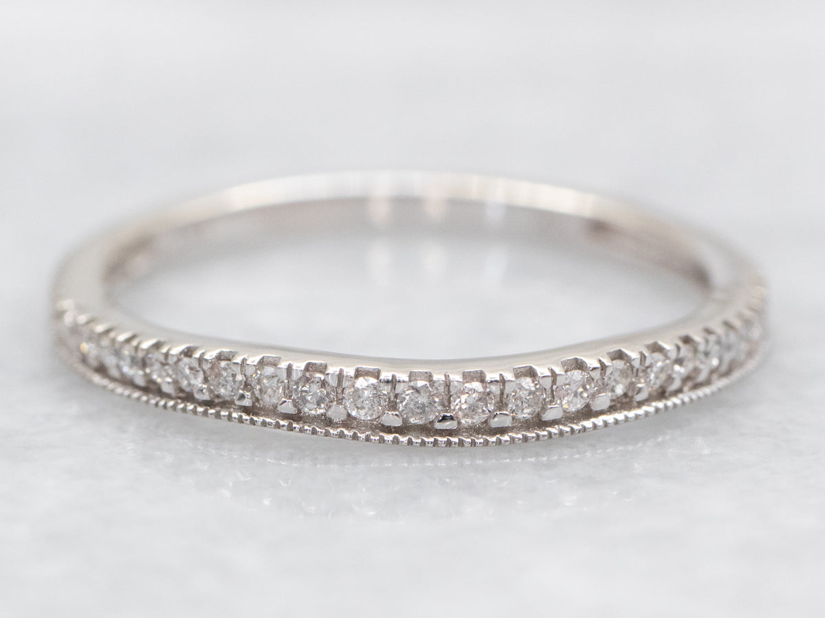 Thin White Gold Diamond Wedding Band