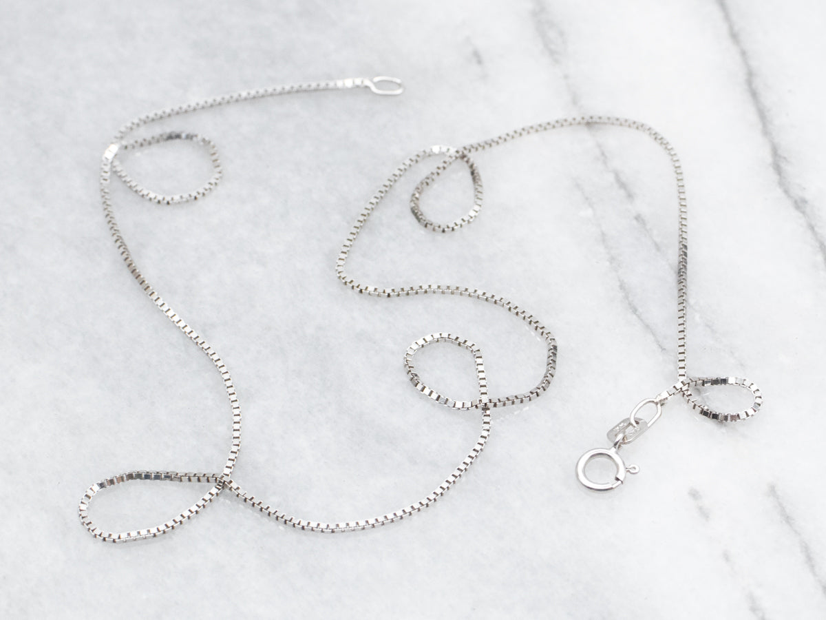 White Gold Box Chain with Spring Ring Clasp