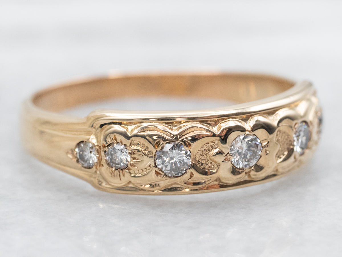 Diamond Scalloped Wedding Band