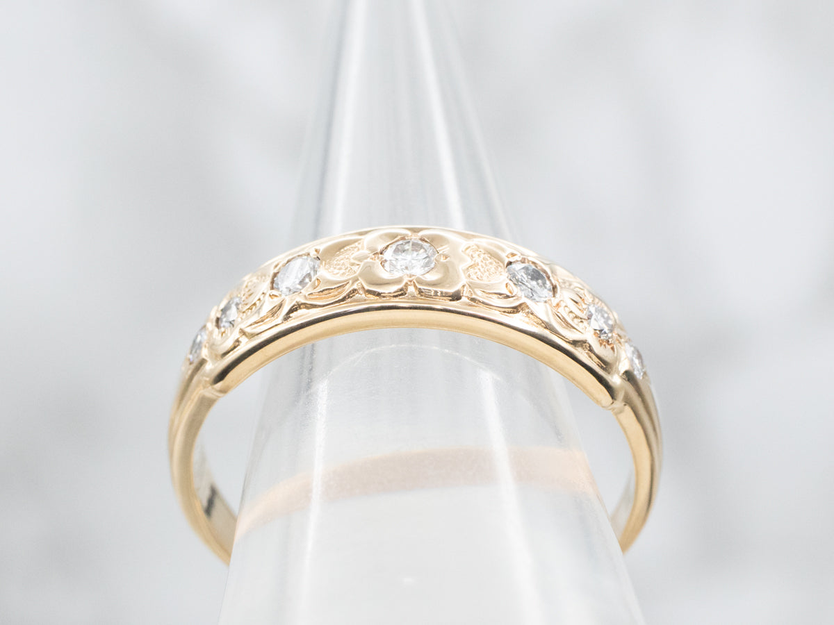 Diamond Scalloped Wedding Band