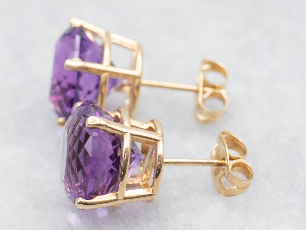 Amethyst Statement Stud Earrings