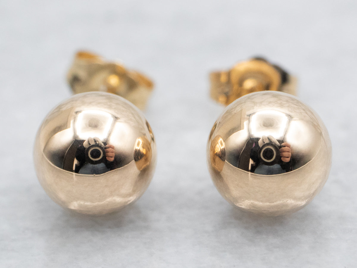 Yellow Gold Ball Stud Earrings