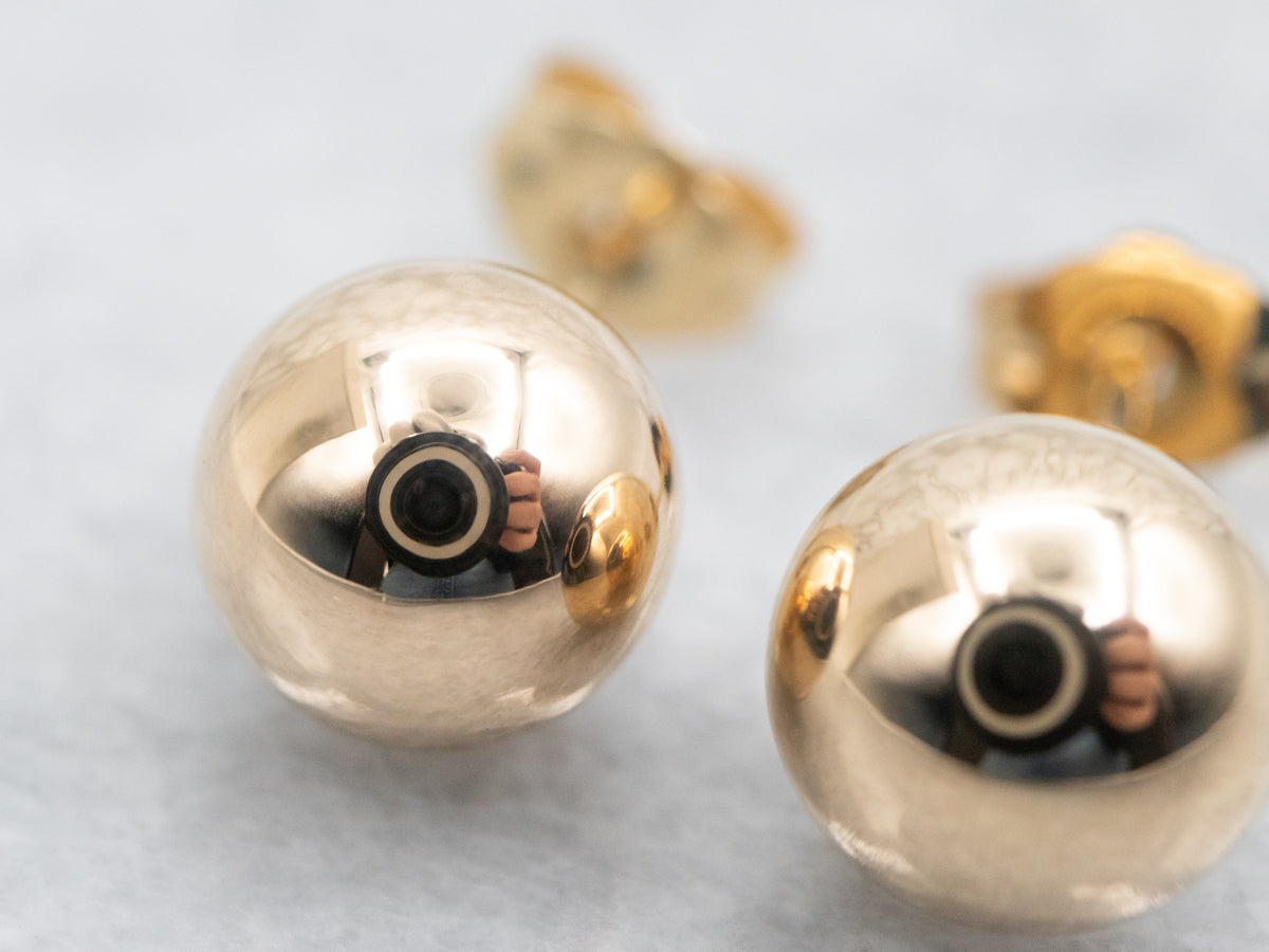 Yellow Gold Ball Stud Earrings