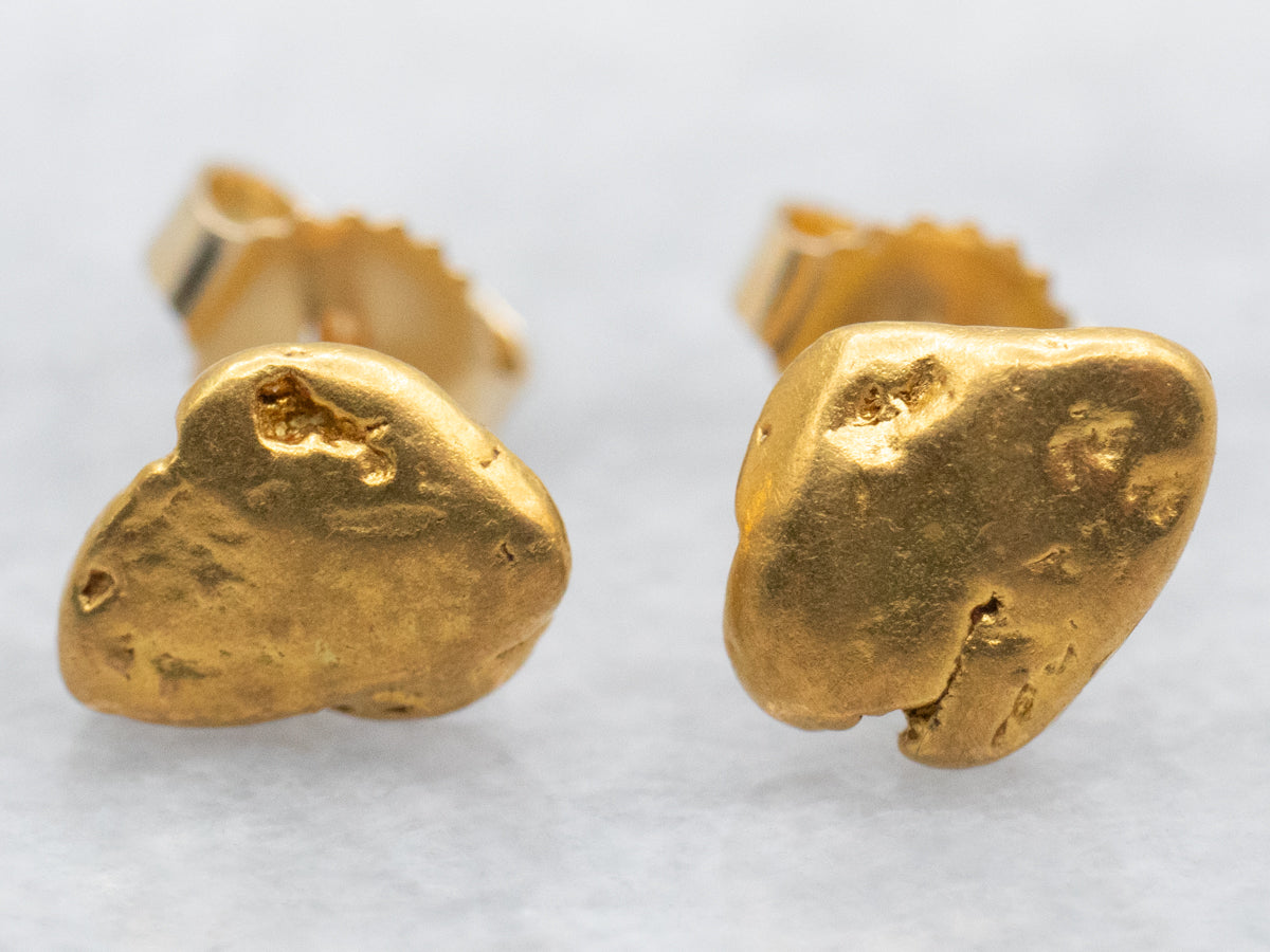 Gold Nugget Stud Earrings